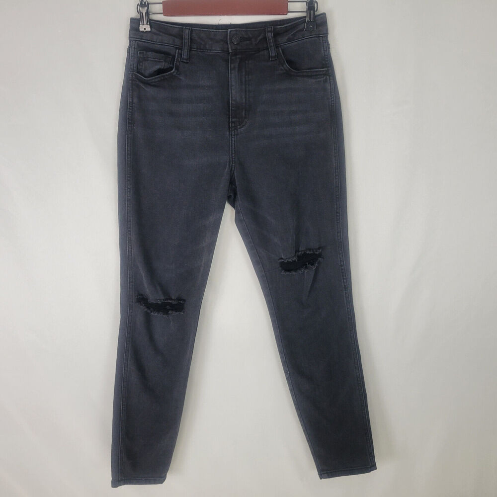 Cello Jeans Juniors 5 Black High Rise Womens Skinny Leg Distressed Denim 28x26.5